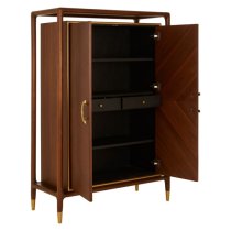 Leno Wooden Storage Cabinet In Walnut And Brass