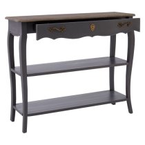 Luria Wooden Console Table With 2 Shelves In Dark Grey