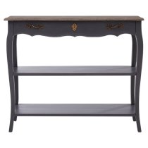 Luria Wooden Console Table With 2 Shelves In Dark Grey