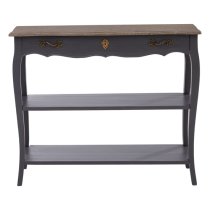 Luria Wooden Console Table With 2 Shelves In Dark Grey