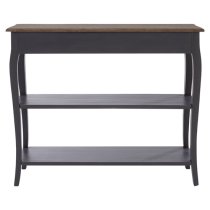 Luria Wooden Console Table With 2 Shelves In Dark Grey