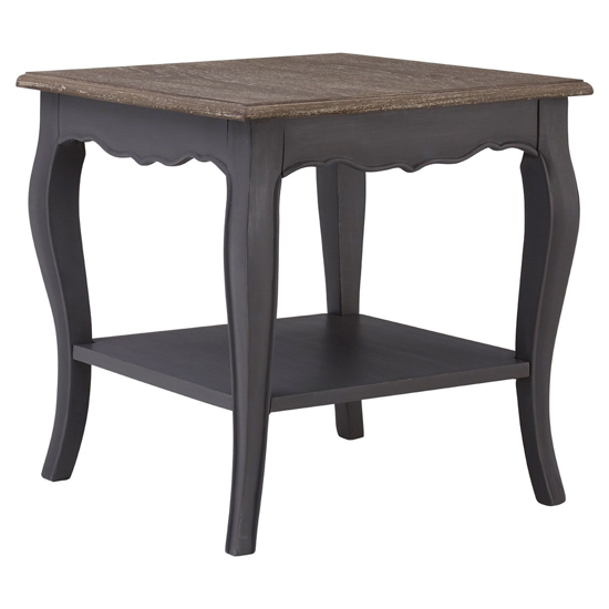 Luria Wooden Side Table With 1 Shelf In Dark Grey