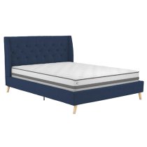 Heron Linen Fabric Double Bed In Blue