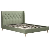 Heron Linen Fabric Double Bed In Green