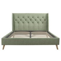 Heron Linen Fabric Double Bed In Green