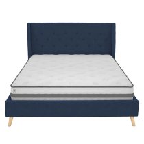 Heron Linen Fabric King Size Bed In Blue