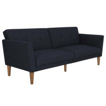 Rockingham Fabric Sofa Bed With Wooden Legs In Blue