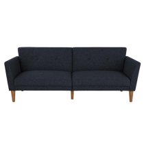 Rockingham Fabric Sofa Bed With Wooden Legs In Blue