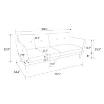 Rockingham Linen Fabric Sofa Bed With Wooden Legs In Grey