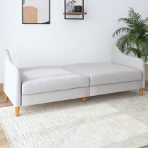 Jamaica Linen Fabric Sofa Bed With Wooden Legs In Light Grey