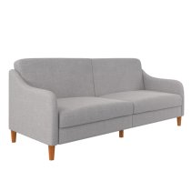 Jamaica Linen Fabric Sofa Bed With Wooden Legs In Light Grey