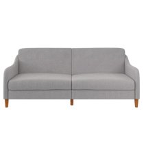 Jaspar Linen Fabric Sofa Bed With Wooden Legs In Light Grey