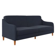 Jamaica Linen Fabric Sofa Bed With Wooden Legs In Navy