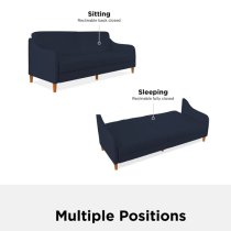 Jamaica Linen Fabric Sofa Bed With Wooden Legs In Navy