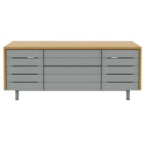 Vejle Wooden TV Stand With 2 Doors And 2 Drawers In Grey