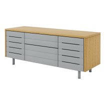 Vejle Wooden TV Stand With 2 Doors And 2 Drawers In Grey