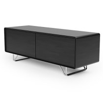 Anjo Wooden TV Stand With 2 Glass Doors In Black