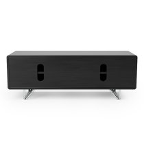 Anjo Wooden TV Stand With 2 Glass Doors In Black