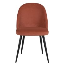 Gabbier Velvet Dining Chair With Black Legs In Coral