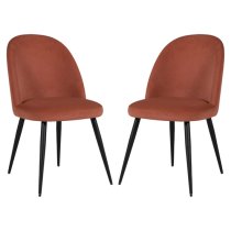 Gabbier Coral Velvet Dining Chairs With Black Legs In Pair