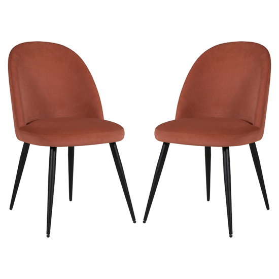 Gabbier Coral Velvet Dining Chairs With Black Legs In Pair