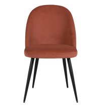 Gabbier Coral Velvet Dining Chairs With Black Legs In Pair