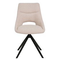 Balta Fabric Dining Chair With Black Metal Legs In Cream