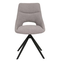 Balta Grey Fabric Dining Chairs With Black Metal Legs In Pair