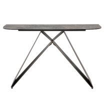 Seta Rectangular Stone Console Table With Black Metal Base