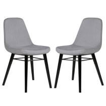 Jecca Grey Fabric Dining Chairs With Black Legs In Pair