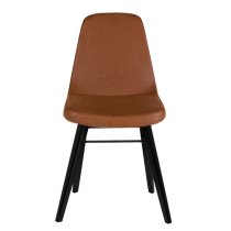 Jecca Tawny Fabric Dining Chairs With Black Legs In Pair