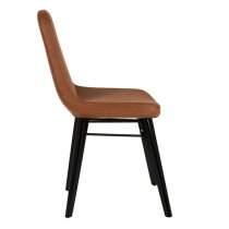 Jecca Tawny Fabric Dining Chairs With Black Legs In Pair