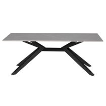 Kara Rectangular Stone Coffee Table With Black Metal Base