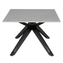 Kara Rectangular Stone Coffee Table With Black Metal Base