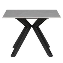 Kara Square Stone Lamp Table With Black Metal Base