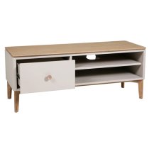 Marlon Wooden TV Stand With 1 Drawer In Oak And Taupe