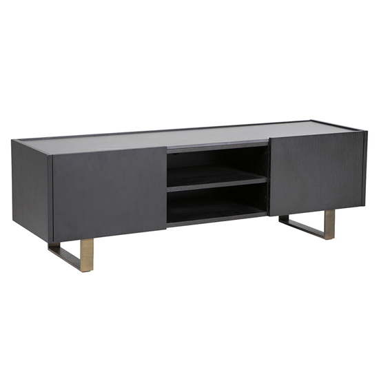 Orth Wooden TV Stand With Stone Top In Black