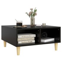 Riye Wooden Coffee Table With 2 Shelves In Black