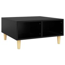 Riye Wooden Coffee Table With 2 Shelves In Black