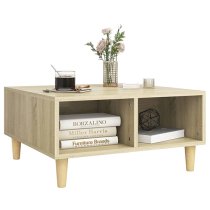 Riye Wooden Coffee Table With 2 Shelves In Sonoma Oak