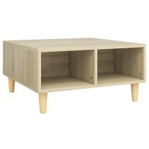 Riye Wooden Coffee Table With 2 Shelves In Sonoma Oak