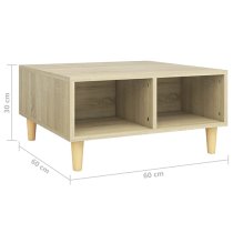 Riye Wooden Coffee Table With 2 Shelves In Sonoma Oak