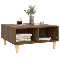 Riye Wooden Coffee Table With 2 Shelves In Brown Oak