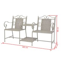 Hayat Steel 2 Seater Garden Seating Bench In Grey