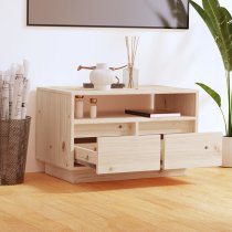 Qwara Pine Wood TV Stand With 2 Drawers In Natural