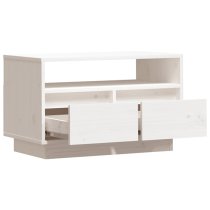 Qwara Pine Wood TV Stand With 2 Drawers In White