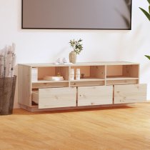 Qwara Pine Wood TV Stand With 3 Drawers In Natural