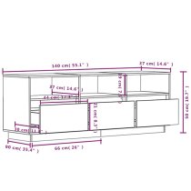 Qwara Pine Wood TV Stand With 3 Drawers In Natural