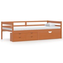 Piera Pine Wood Single Day Bed With Drawers In Honey Brown