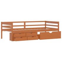 Piera Pine Wood Single Day Bed With Drawers In Honey Brown